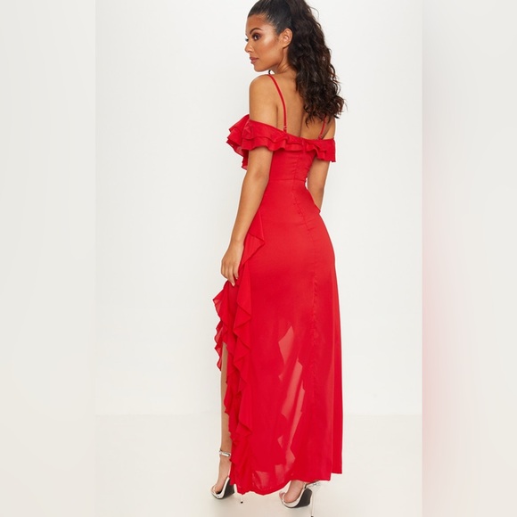Pretty Little Thing Ruffle Red Dress - Picture 4 of 7
